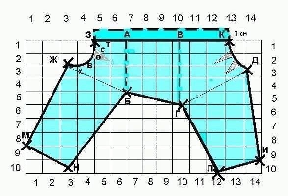 Комбинезон для собачки. 1. Замеряем длину спины собаки (от ошейника до корня хвоста) - точки (З-К); 2. Делим эту длину на 8 (пример: 40 см:8 = 5 см) - получаем сторону одной клетки в см (мм); 3.