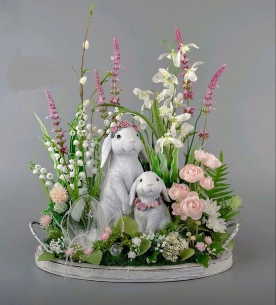 Весенние флористические композиции с зайцами Волшебная подборка идей для вдохновения