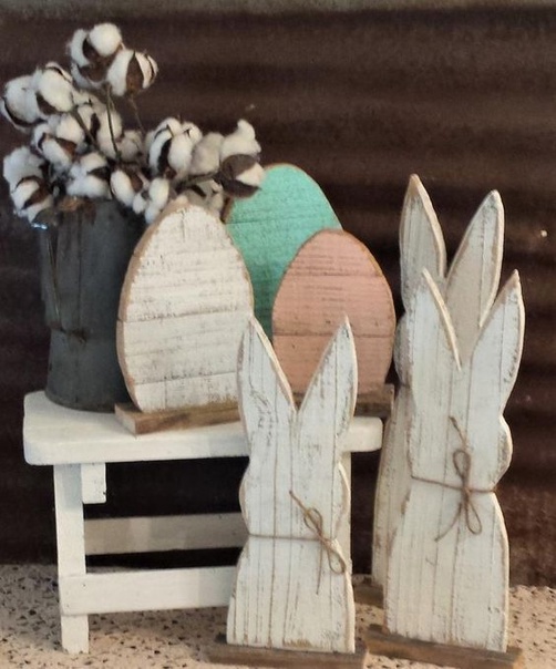 Весенний декор с зайчиками из фанеры Волшебные идеи для вдохновения