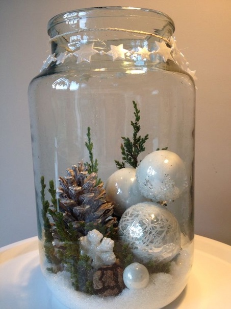 Новогодний декор в стеклянных баночках и вазах Волшебные идеи для вдохновения