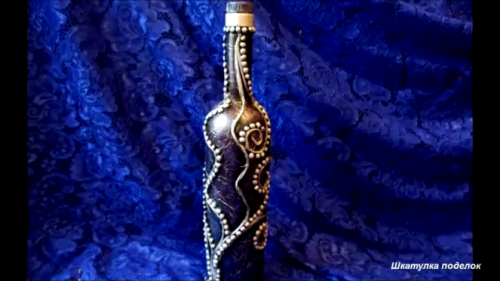 Идея декора стелянной бутылки.